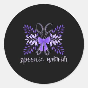 Spoonie Warrior Fibro Lupus Fatigue Migraine Purpl Classic Round Sticker