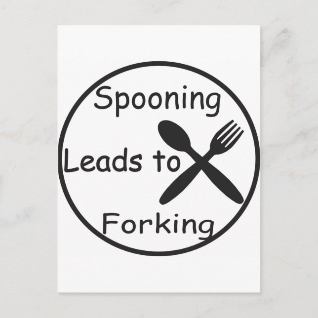 Spooning Leads to Forking Postcard (Front)