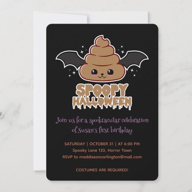 Spoopy Halloween Kawaii Birthday  Invitation (Front)