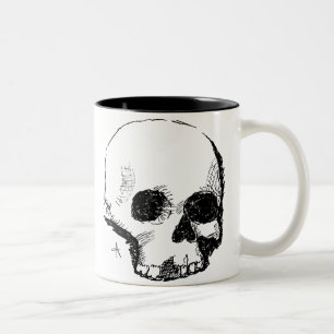 spoopy skull Two-Tone coffee mug