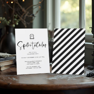 Spootacular Black Minimal Ghost Halloween Party Invitation