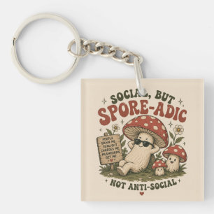 Spore-Adic Mood – Cute Chill Mushroom Retro Design Key Ring