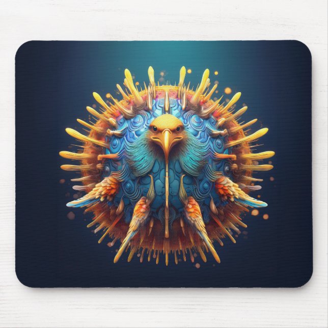Spore Bird Wearing A Blue Feathered Outfit Mouse Pad (Front)