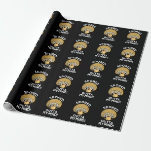 Spored Outta My Mind Funny Mushroom Pun Dark BG Wrapping Paper