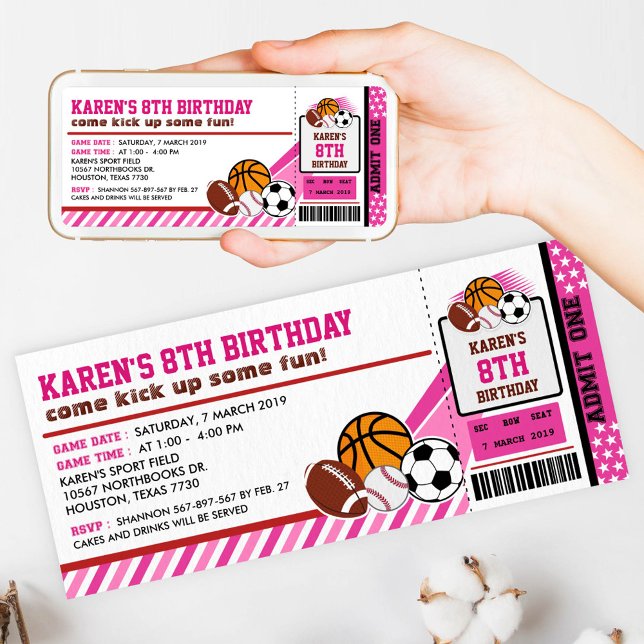 Sport All Star Ticket Pass Birthday Invitation (Creator Uploaded)
