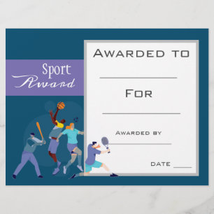 Sport athletics certificate award