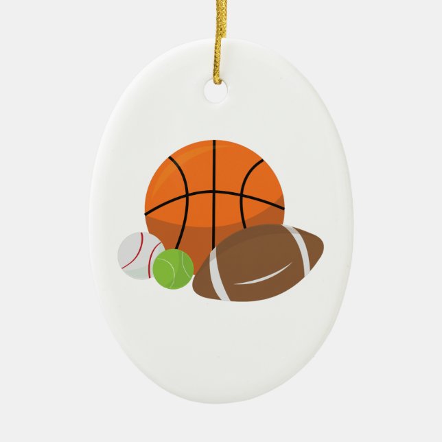 Sport Balls Ceramic Tree Decoration (Front)
