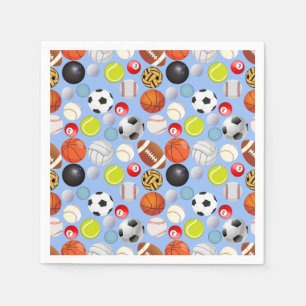 Sport Balls Pattern Lblue BG Napkin
