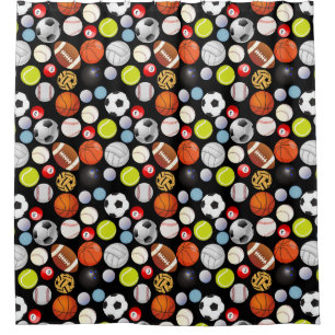 Sport Balls Pattern Shower Curtain