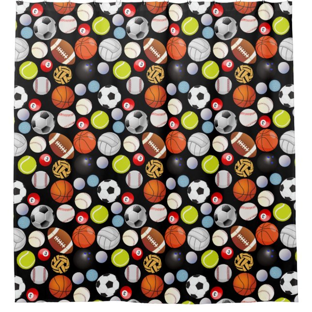 Sport Balls Pattern Shower Curtain (Front)