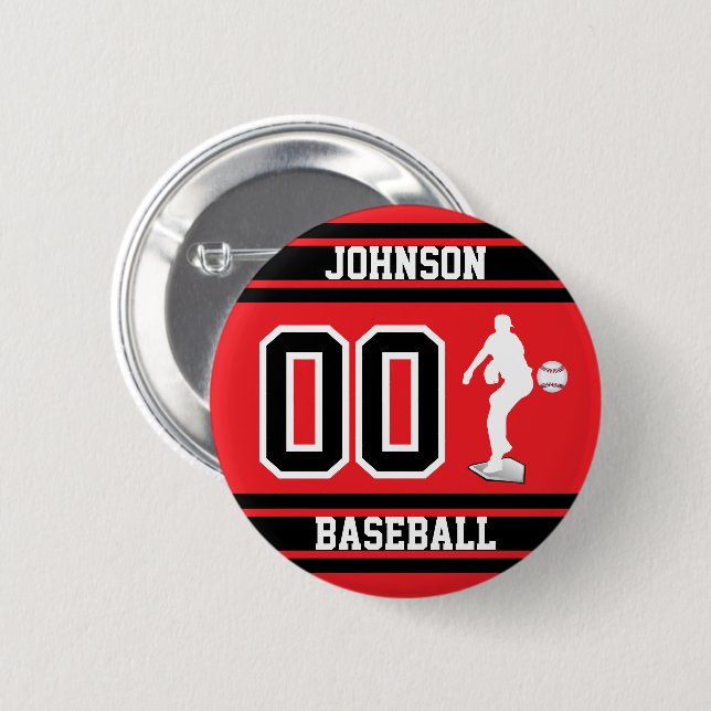Sport Baseball - Pitcher - Red - Create Your Own  6 Cm Round Badge (Front & Back)