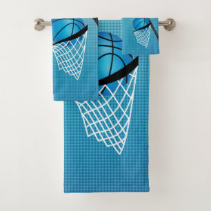 Sport 🏀 Basketball - Light Blue DIY Text Bath Towel Set