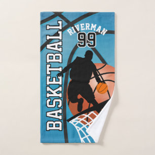 Sport 🏀 Basketball Player on Baby Blue Hand Towel