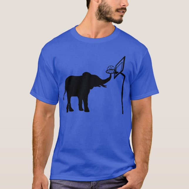 sport basketball playing elephant funny retro T-Shirt (Front)
