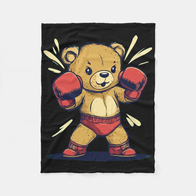 Sport Bear Outfit For And Boxing Gloves Lovers  Fleece Blanket (Front)