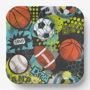 Sport Birthday Party I Sport Balls Paper Plate