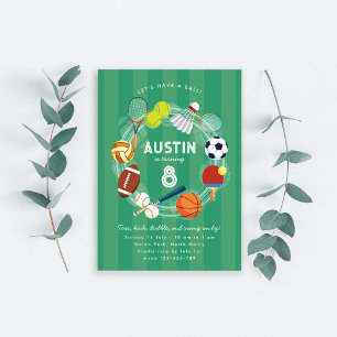 Sport Boy Ball All Star Sports Birthday Invitation