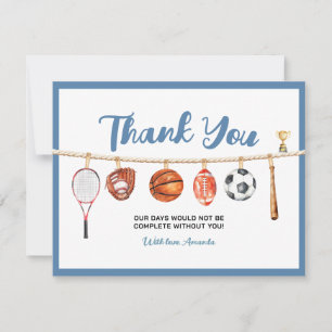 Sport Boy Ball All Star Themed Party Baby Shower Thank You Card