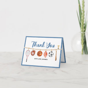 Sport Boy Ball All Star Themed Party Baby Shower Thank You Card
