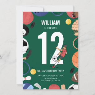 Sport boy birthday invitation