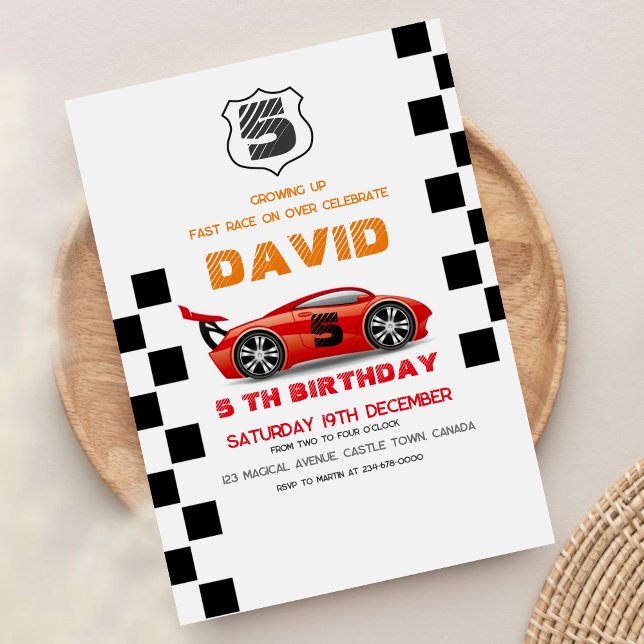  Sport | Car 5th Boy Birthday Party Invitation (Creator Uploaded)
