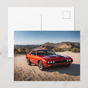 sport car in desert postcard