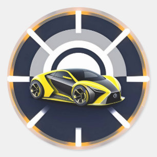 Sport Car Logo in Modern Circular Style Classic Round Sticker