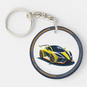 Sport Car Logo in Modern Circular Style Key Ring