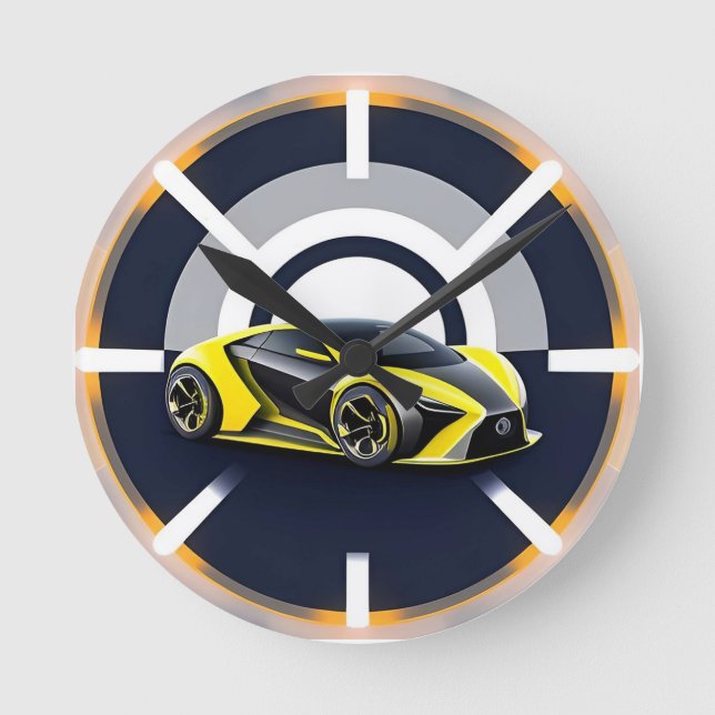 Sport Car Logo in Modern Circular Style Round Clock (Front)