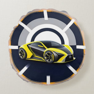 Sport Car Logo in Modern Circular Style Round Cushion
