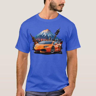 Sport Car Mt Fuji Background retro boy T-Shirt