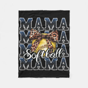 Sport Cheer Blue Coquette Bow Softll Mama Mum Moth Fleece Blanket