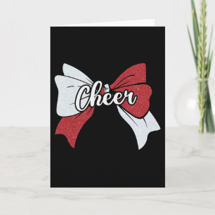 Sport Cheer Coquette Bow White Red Cheerleader Che Card