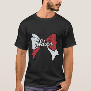 Sport Cheer Coquette Bow White Red Cheerleader Che T-Shirt