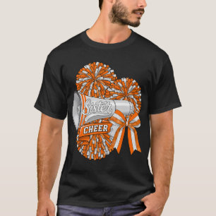 Sport Cheer Sister Bow Orange Cheerleading Cheerle T-Shirt