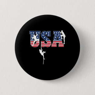 Sport Climbing Usa Flag Proud American Patriotic C 6 Cm Round Badge