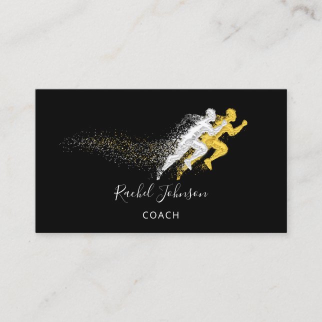 Sport Coach Athlete Assist Logo Instructor QR  Business Card (Front)