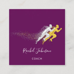 Sport Coach Athlete School Logo Instructor QR Code Square Business Card
