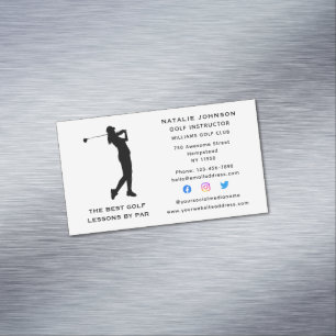 Sport Coach Female Golf Instructor Social Media Magnetic Business Card