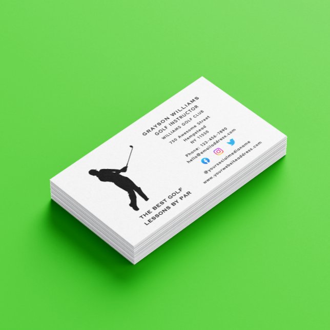 Sport Coach Male Golf Pro Instructor Social Media Business Card (Creator Uploaded)