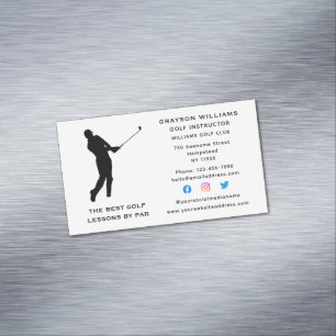 Sport Coach Male Golf Pro Instructor Social Media Magnetic Business Card