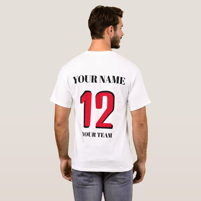 Sport customised Name number icon or flag T-Shirt (Back Full)