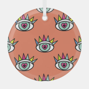 Sport eyes pattern, psychedelic vintage. glass tree decoration
