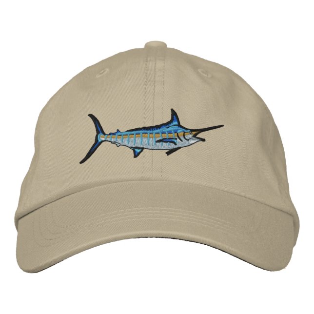 Sport Fishing Blue Marlin Embroidery Embroidered Hat (Front)