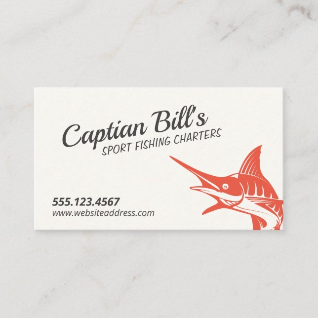 Sport Fishing Charters Marlin Business Card (Front)