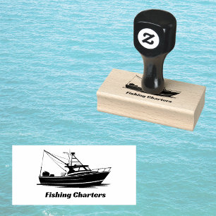 Sport Fishing Trawler Boat Charter or Captain Name Rubber Stamp