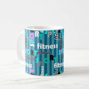 sport fitness bright text pattern for sportswear coffee mug
