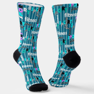sport fitness bright text pattern for sportswear socks