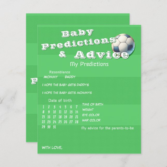 Sport Football Baby Predictions & Advice Game (Front/Back)