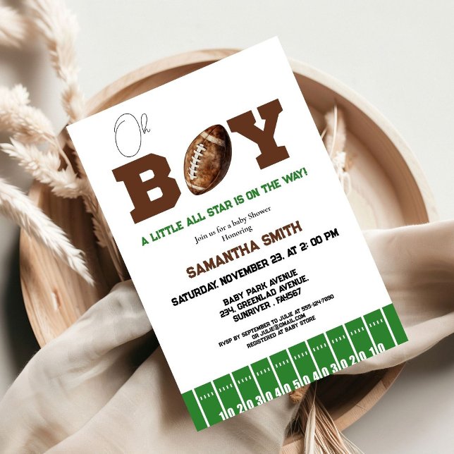 Sport Football  Boy Baby Shower Party Invitation (Creator Uploaded)
